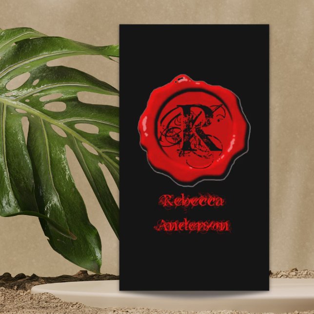 Cartão De Visita Selo de Cera Vermelha Gótica Tatuagem como artista (Gothic Red Wax Seal Make up artist Tattoo Business Card)