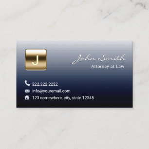 Cartão De Visita Selo Dourado do monograma dos azuis marinhos do