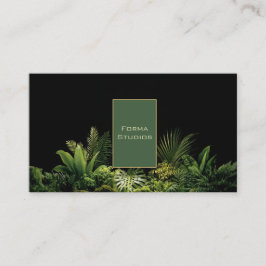 Cartão De Visita Selva Escura Folhagem Tropical Minimalista Preto