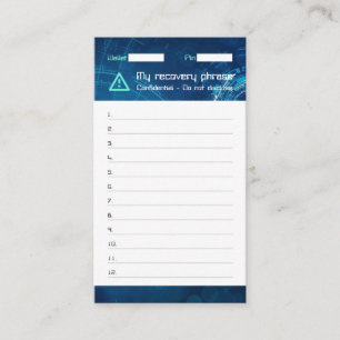 Cartão De Visita Semente de Recuperação do Crypto Wallet Sci-Fi, Fr