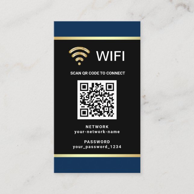 Cartão De Visita Senha de Rede Wifi de Código QR Personalizado Mode (Frente)