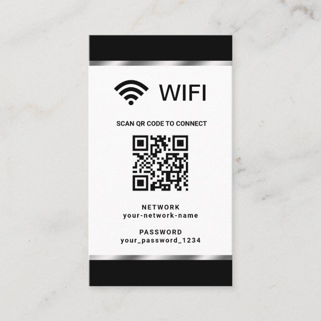 Cartão De Visita Senha e rede Wi-Fi de código QR personalizados (Frente)