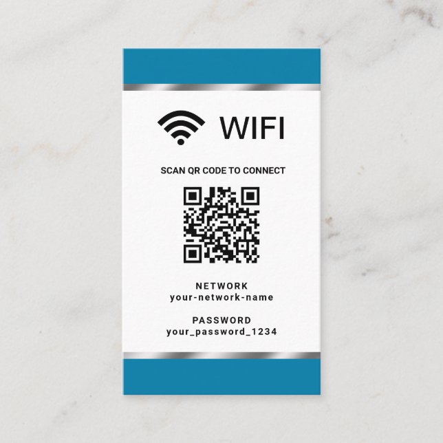 Cartão De Visita Senha e rede Wi-Fi de código QR personalizados (Frente)