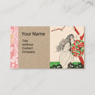 Cartão De Visita SENHORA COM A Arte UMBRELLA Deco Cabelo da Moda