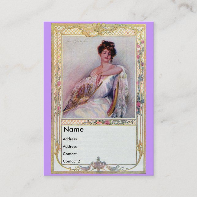 Cartão De Visita Senhora com fã (Frente)