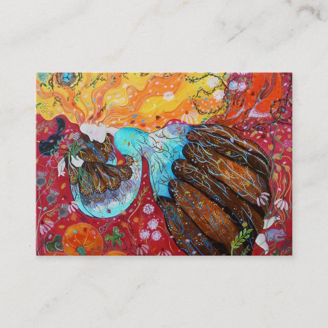 Cartão De Visita Senhora da natureza e as estações do ano (Frente)