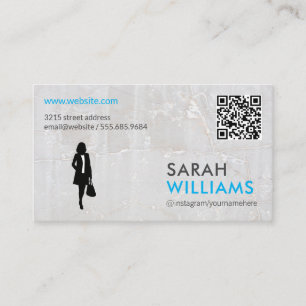 Cartão De Visita Senhora de Negócios   Marble   Código QR