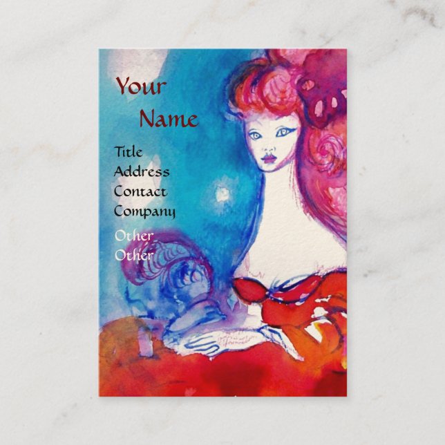 Cartão De Visita SENHORA EM VERMELHO, Bela, Salão, Spa, Artista Mak (Frente)