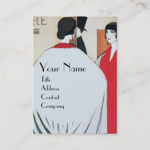 CARTÃO DE VISITA SENHORA NO ESPELHO, ARTE DECO BEAUTY FASHION