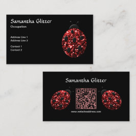 Cartão De Visita Senhorita com brilho Vermelho Código QR personaliz
