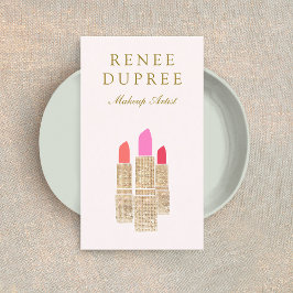 Cartão De Visita Sequência Rosa Lipstick Makeup Artist Beauty Salon