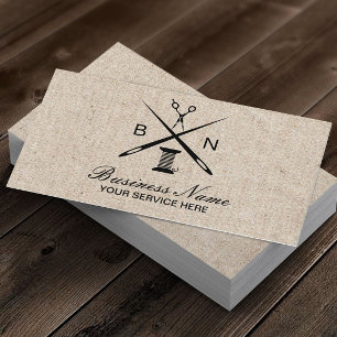 Cartão De Visita Serapilheira Sewing do vintage das agulhas & das