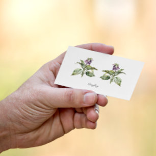 Cartão De Visita Serene Watercolor Comfrey, personalizada