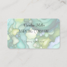 Cartão De Visita Serenidade em formas verdes de Abstrato