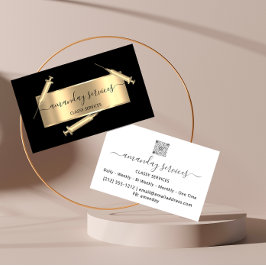 Cartão De Visita Seringa Cosmetologista Botox B12 QRCode Black