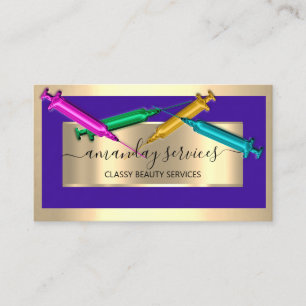 Cartão De Visita Seringa Cosmetologista Botox B12 QRCode Blue