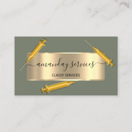 Cartão De Visita Seringa Cosmetologista Botox B12 QRCode Mint Doura