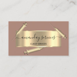 Cartão De Visita Seringa Cosmetologista Botox B12 QRCode Rosa