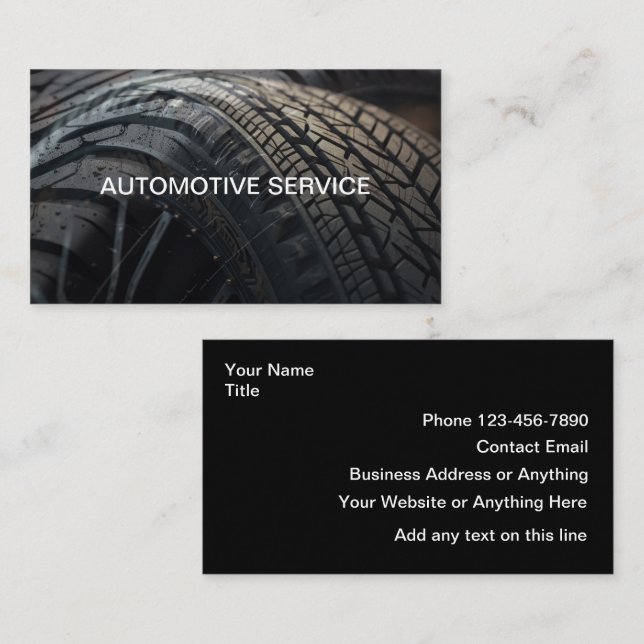 Cartão De Visita Serviço Automotivo Clássico Simples (Frente/Verso)