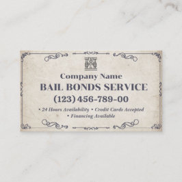 Cartão De Visita Serviço Bail Bonds | Vintage Clássica