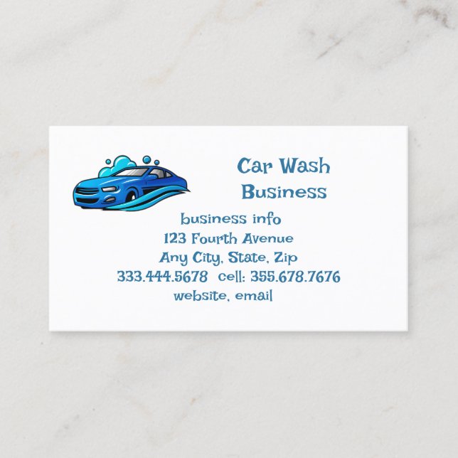 Cartão De Visita Serviço Comercial de Wash de Carro Personalizado (Frente)