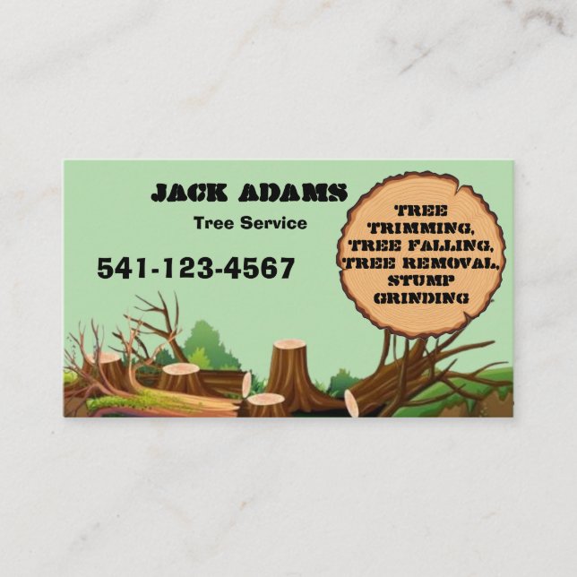 Cartão de Visita Serviço de Árvores Lumberjack (Frente)