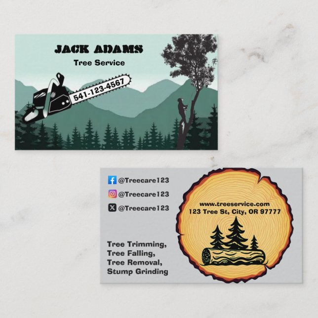 Cartão de Visita Serviço de Árvores Lumberjack (Frente/Verso)