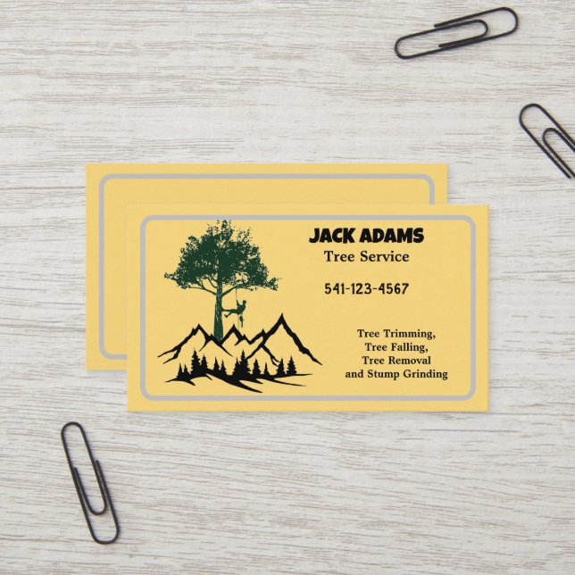Cartão de Visita Serviço de Árvores Lumberjack (Frente/Verso In Situ)