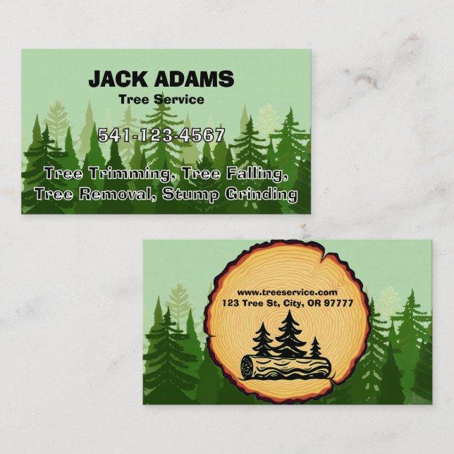 Cartão de Visita Serviço de Árvores Lumberjack (Frente/Verso)