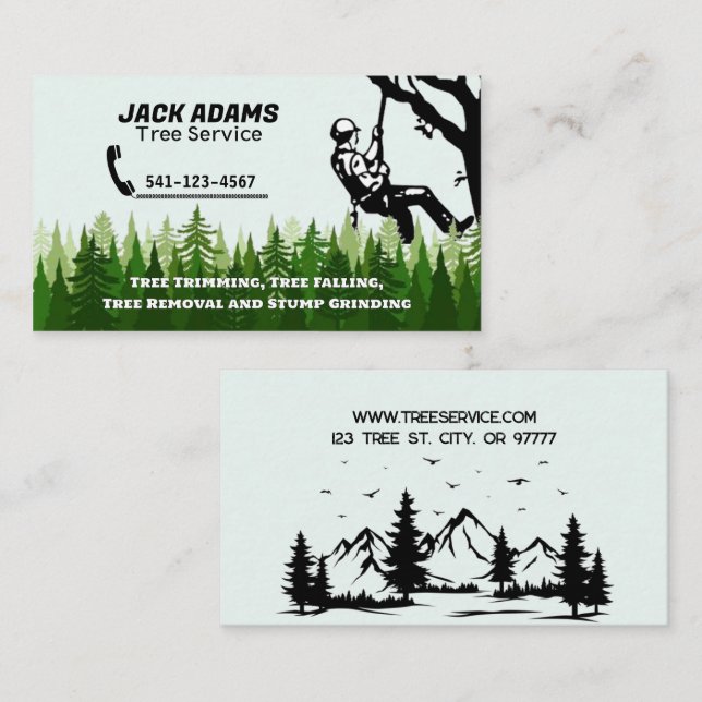 Cartão de Visita Serviço de Árvores Lumberjack (Frente/Verso)