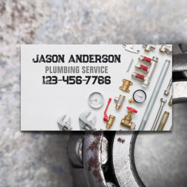 Cartão De Visita Serviço de Bombagem de Bombeiros de Encanamento de (Plumber Faucet Pipe Handyman Pluming Service Business Card)