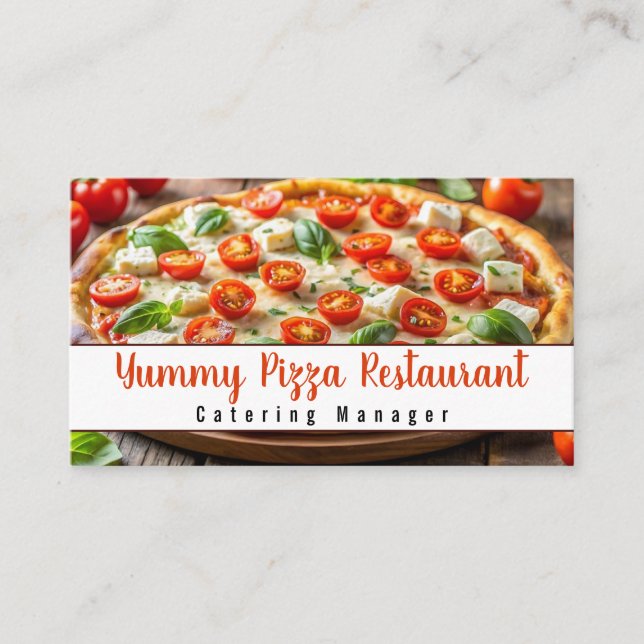 Cartão De Visita Serviço de Catering de Restaurante de Pizza Evento (Frente)