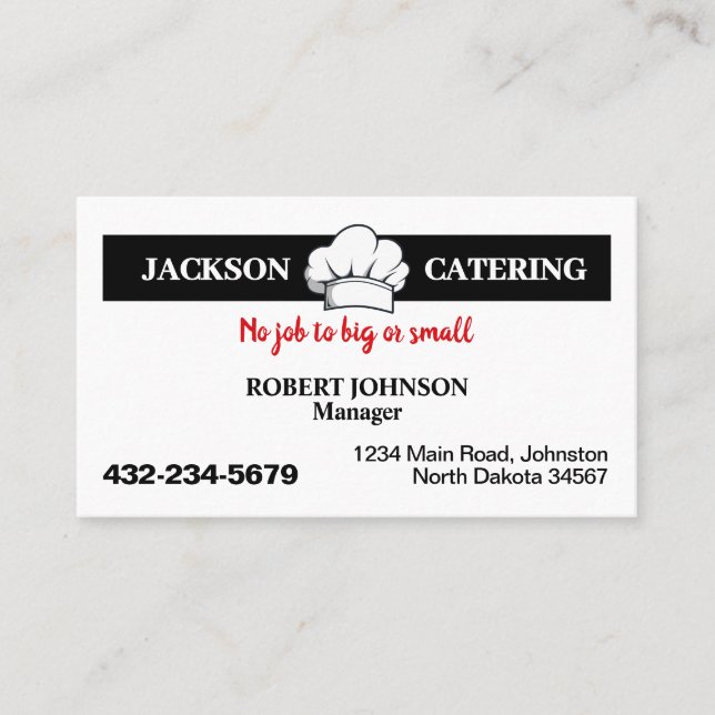 Cartão De Visita Serviço de Catering Profissional (Frente)