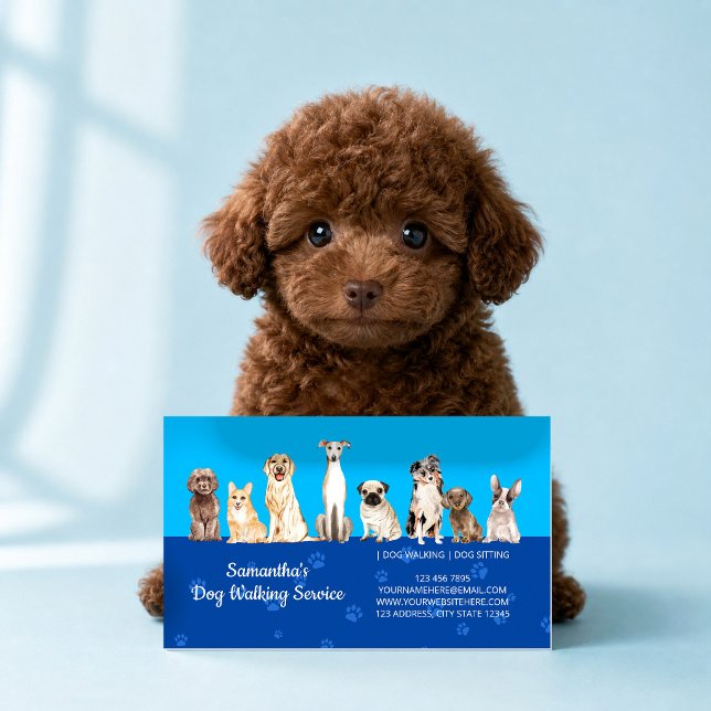 Cartão De Visita Serviço de Corte de Unhas para Cães Azuis (Criador carregado)