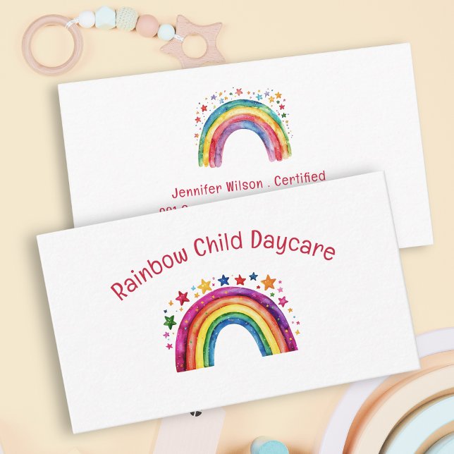 Cartão De Visita Serviço de Creche Infantil Arco-Íris (Criador carregado)