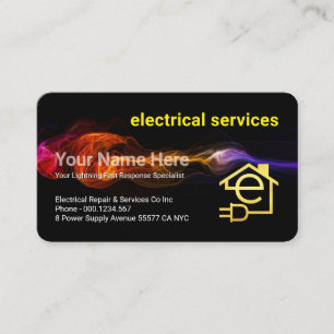 Cartão De Visita Serviço de Eletricista de Choque Elétrico Relâmpag