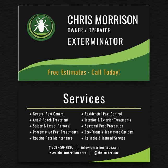 Cartão De Visita Serviço de Exterminador (Criador carregado)