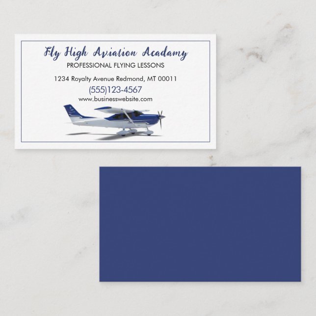 Cartão De Visita Serviço de Instrutor de Aviação de Avião Voador (Frente/Verso)