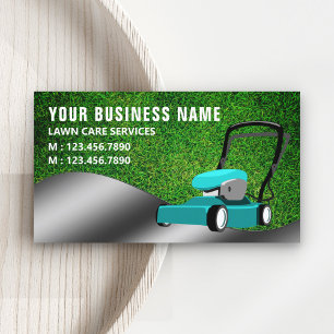 Cartão De Visita Serviço de Jardinagem e Corte de Grama Teal Lawn M