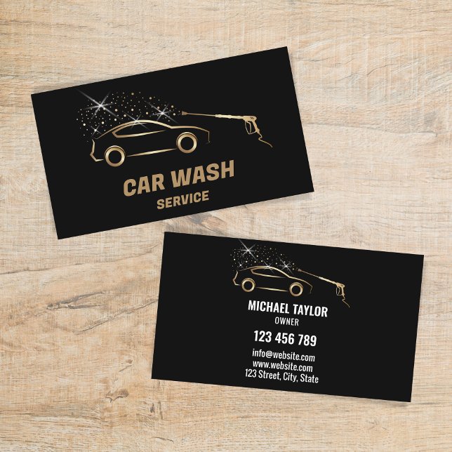 Cartão De Visita Serviço de Lavagem de Carros com Lavagem a Alta Pr (Car Wash Logo is designed by Savanamm)
