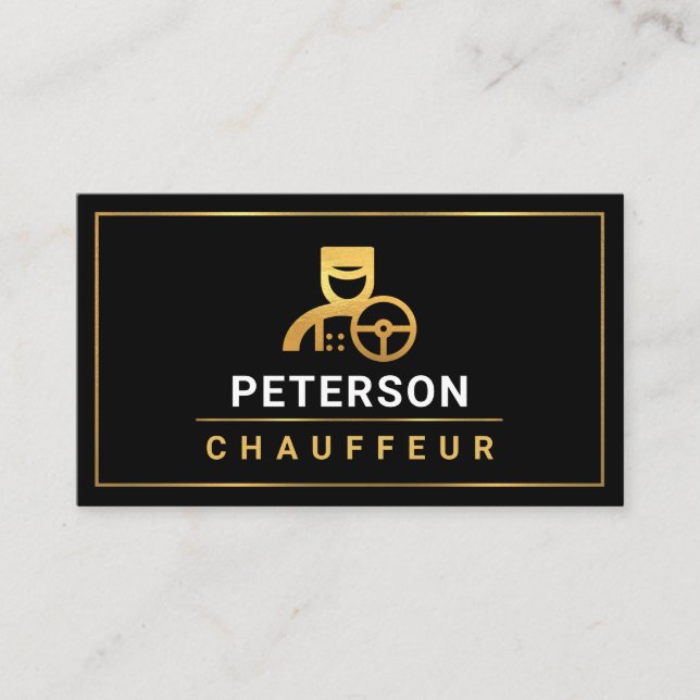 Cartão De Visita Serviço de Limo Chauffeur de Fronteiras Douradas m (Frente)
