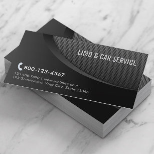 Cartão De Visita Serviço de Limo e Carro de Metal Negro Moderno