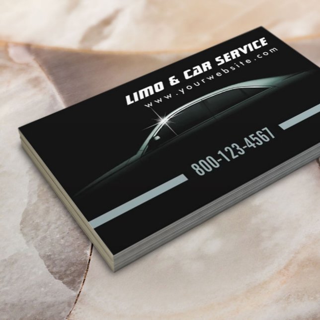 Cartão De Visita Serviço de Limo e Taxi Dark Professional (Criador carregado)