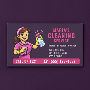 Cartão De Visita Serviço de Limpeza Casa Purple Maid