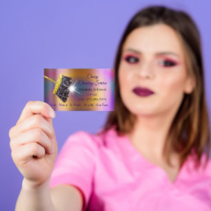 Cartão De Visita Serviço de Limpeza Clássica, Dourado Hológrafo