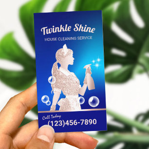 Cartão De Visita Serviço de Limpeza da Casa Azul
