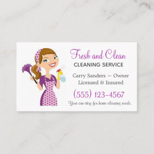 Cartão De Visita Serviço de Limpeza da Casa Maid Cartoon