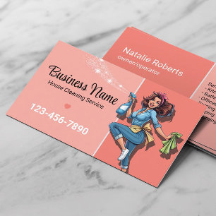 Cartão De Visita Serviço de Limpeza da Casa Maid Rosa