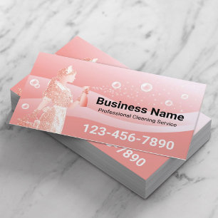 Cartão De Visita Serviço de Limpeza da Casa Moderna Pastel Maid