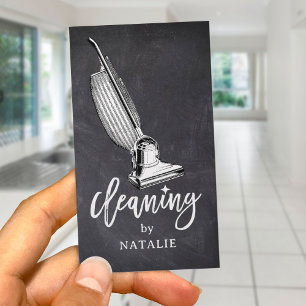 Cartão De Visita Serviço de Limpeza de Casa Aspirador Retro